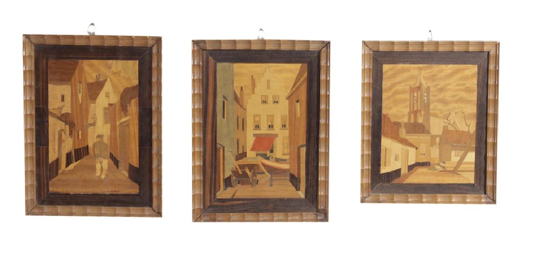 Set of Three (3) Marquetry Pictures (1 of 4)