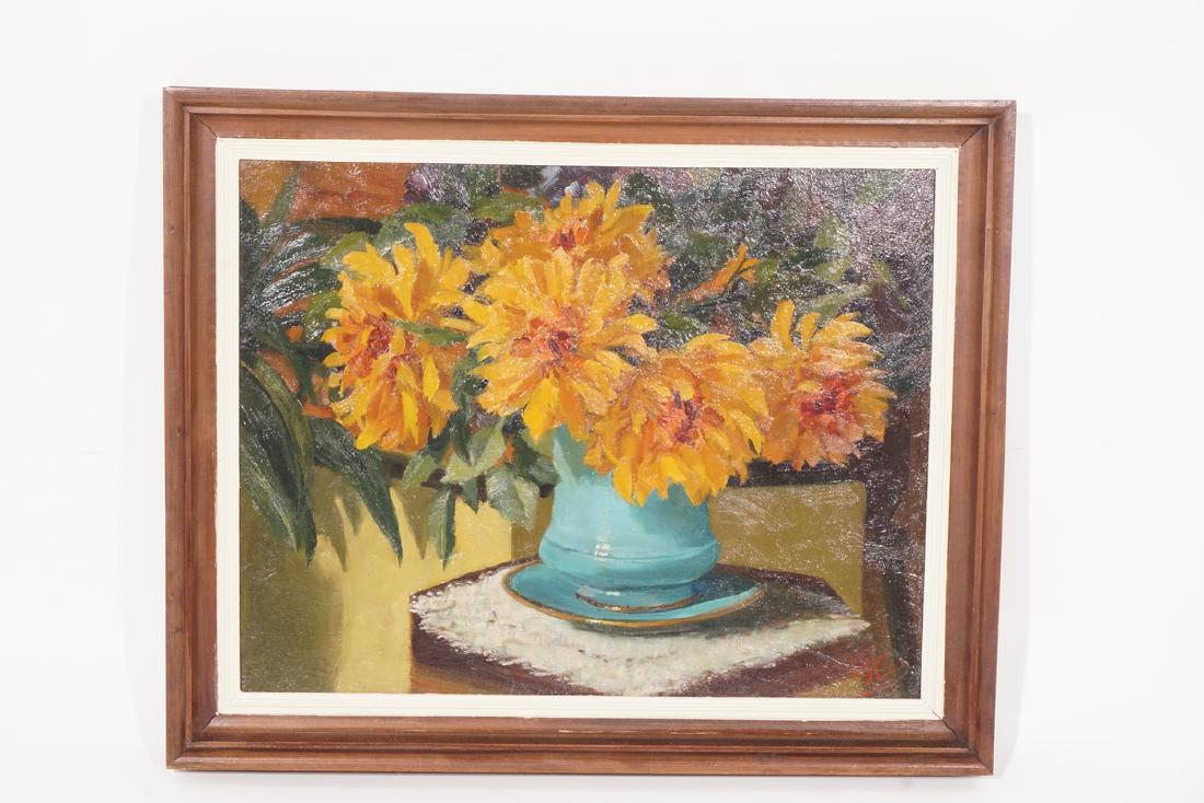 Impressionist Painting, Orange flowers in Vase (1 of 6)