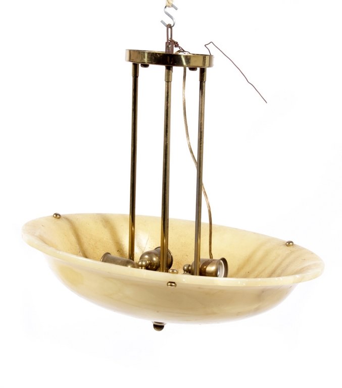 Alabaster Chandelier: suspended from four brass rods.Good condition18" x 19"