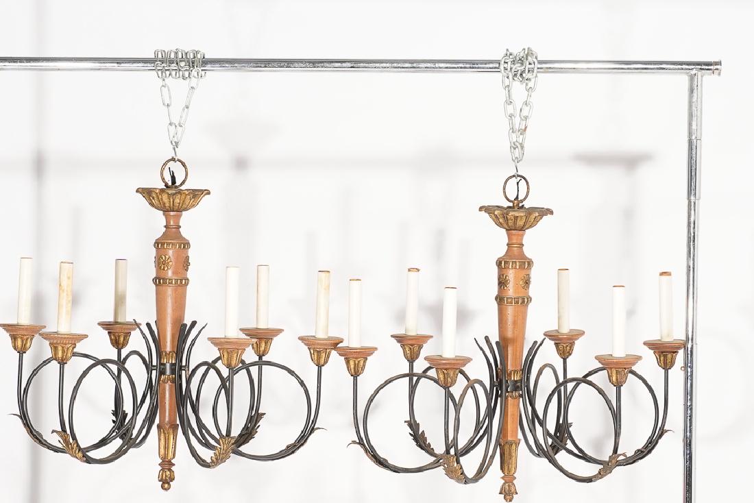 Pair Italian Wooden Iron Chandeliers (1 of 6)