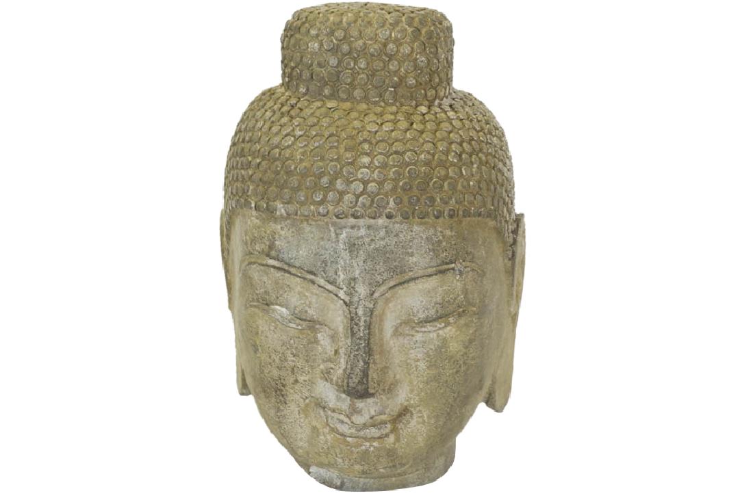 Carved Stone Asian Head (1 of 8)