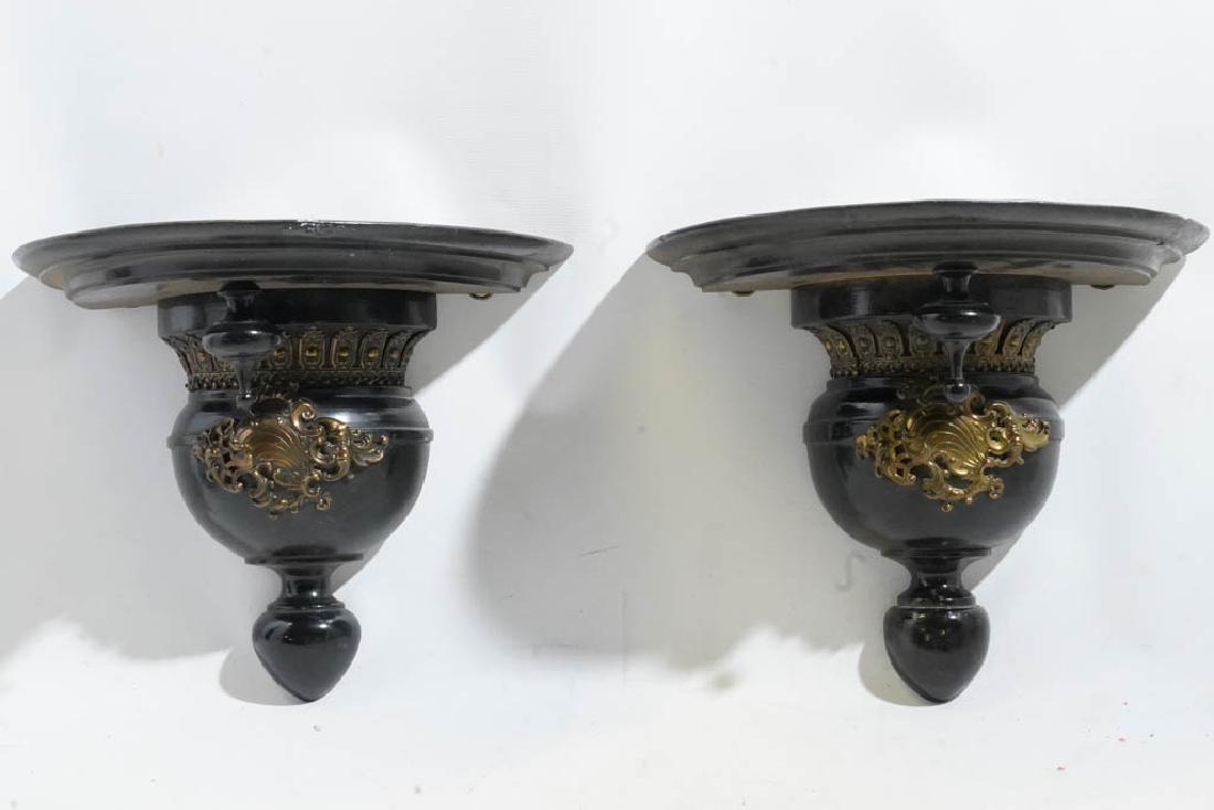 Pair of Ebonized Wooden Wall Brackets (1 of 6)