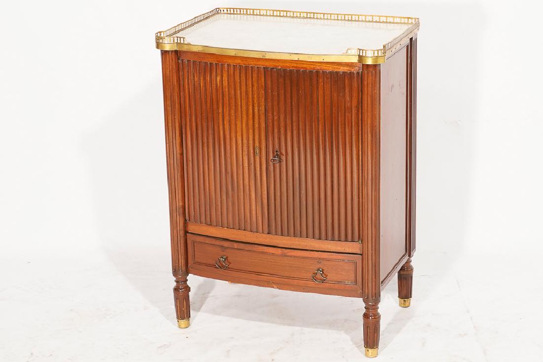French Marble Top Reeded Two Door Small Cabinet (1 of 9)