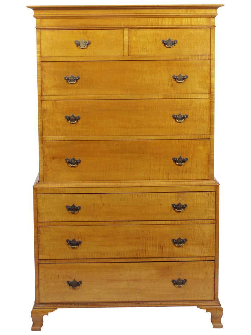 Georgian Style Tiger Maple Chest On Chest (1 of 8)