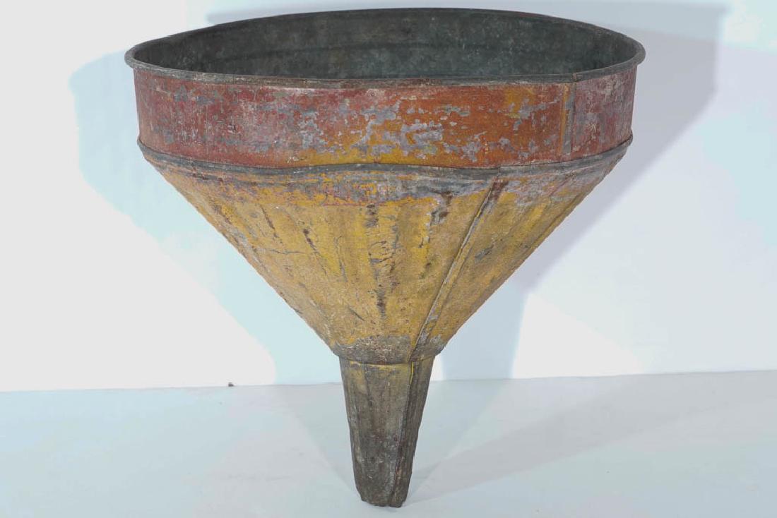 Vintage Metal Funnel: 20th C. with ribbed design. Used condition. 11"H x 10.5"W