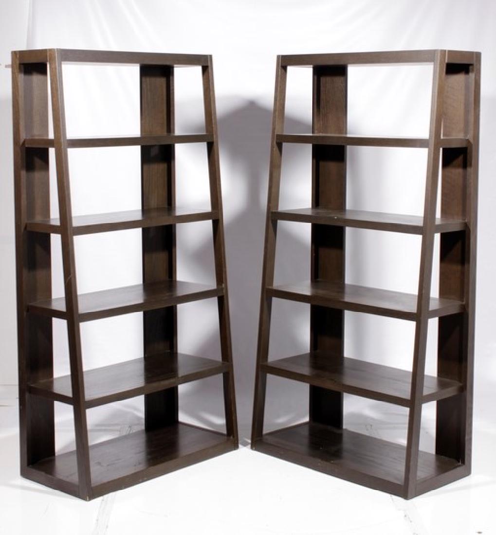Pair Ebonized Oak Bookcases (1 of 6)