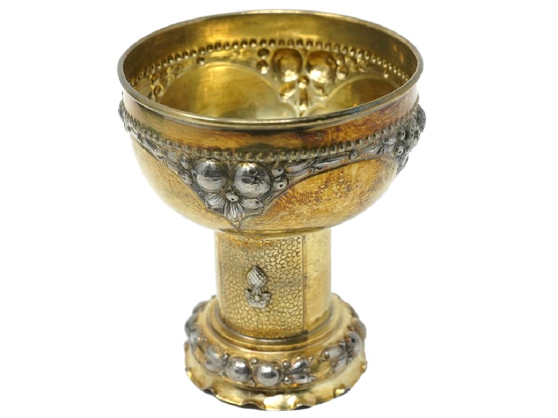 800 Silver SCHMEDDING AUGSBURG: 800 Silver SCHMEDDING AUGSBURG, Circa 1900, with gilt washed interior and Art Nouveau motifs. 4.4 toz. Good condition.6" H