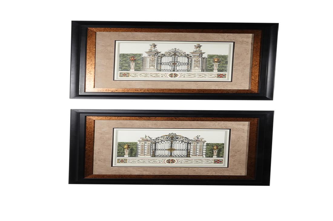 Pair Framed  Engravings of  Gates (1 of 13)