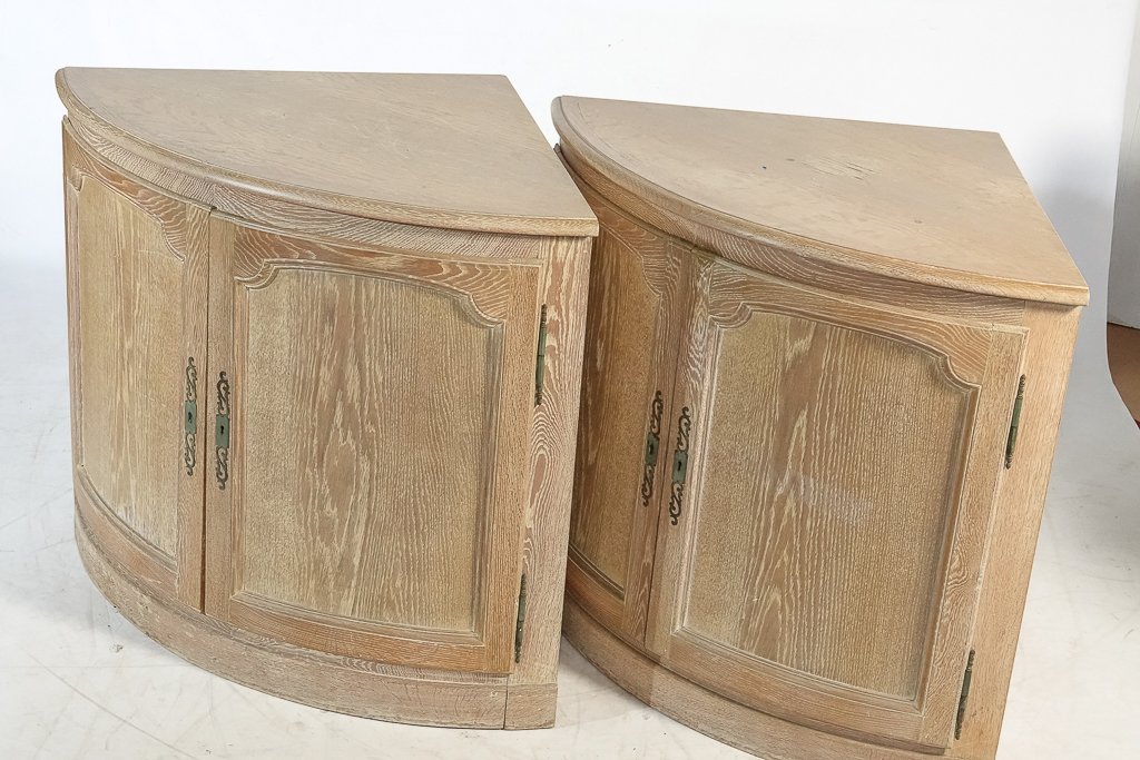 Pair Limed Oak Corner Cabinets (1 of 9)
