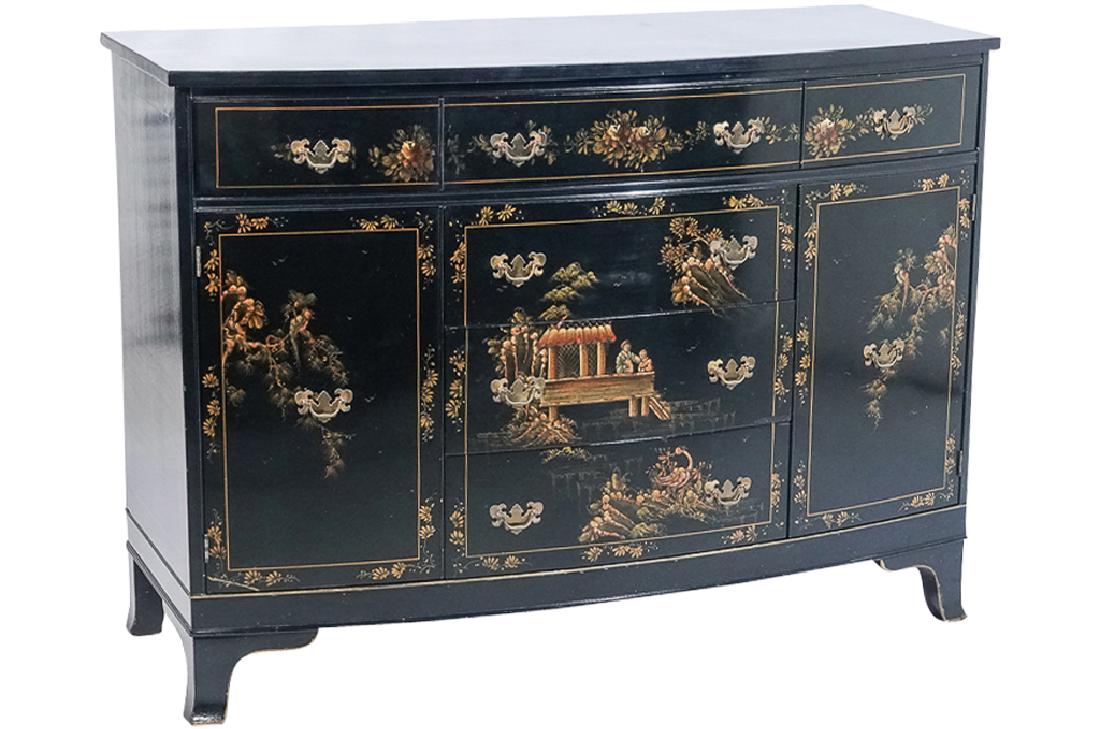 Georgian Style Chinoiserie Bow Front Cabinet (1 of 15)