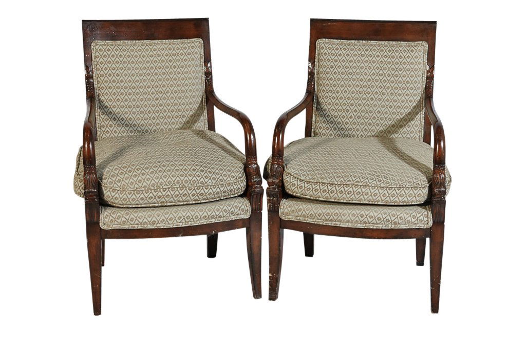Pair Empire Style Open Armchairs (1 of 10)