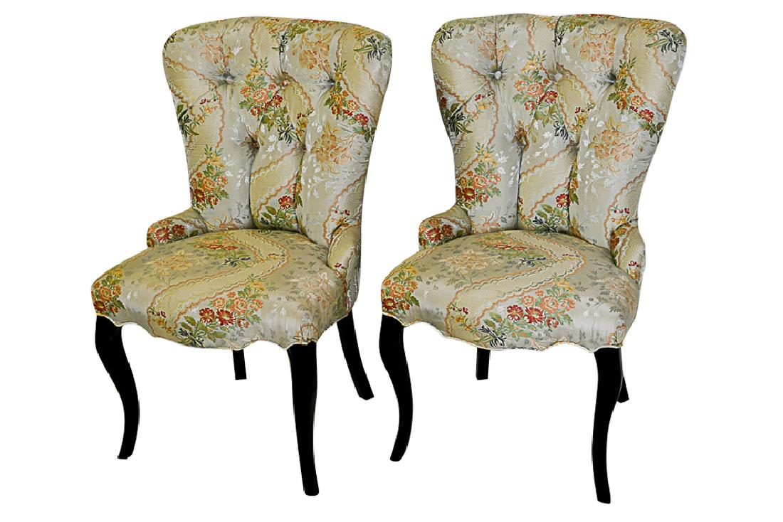 Pair BAKER Furn Co, Tufted Side Chairs (1 of 12)