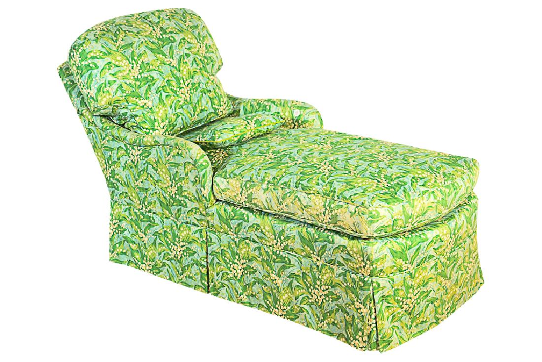 Upholstered Chaise Lounge: Used condition. 32" x 40" x 26"