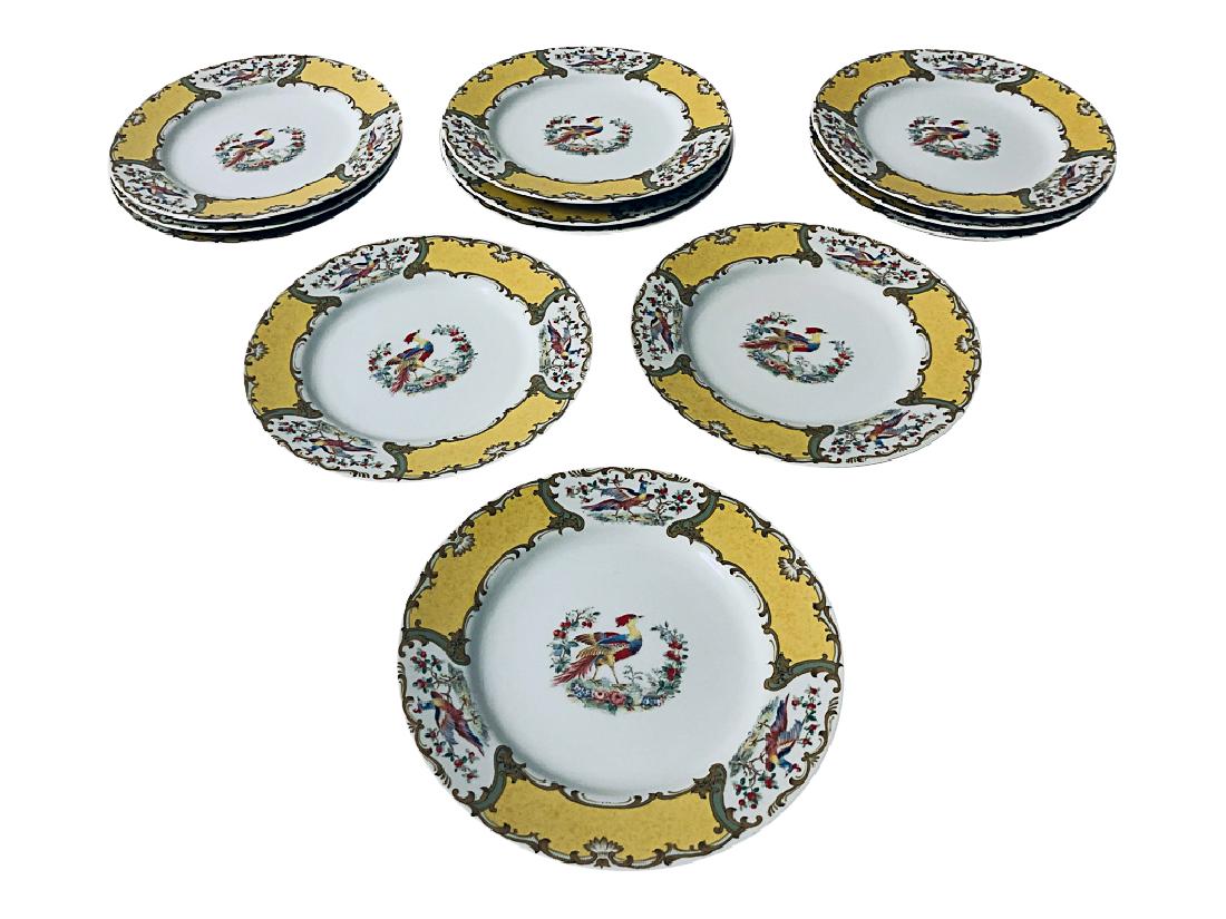 Set of 12 Staffordshire Reproduction Dessert Plate: 20th C. Andrea by Sadek. 8"D