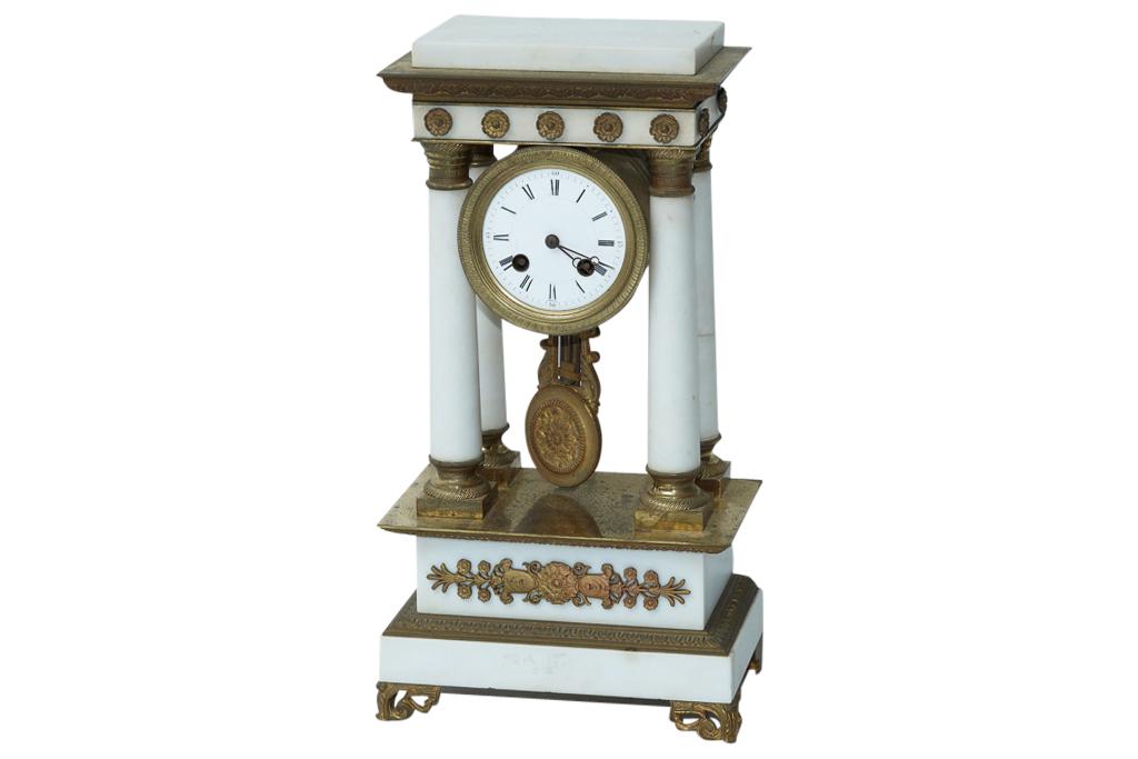 Antique French Marble & Bronze Portico Clock (1 of 13)