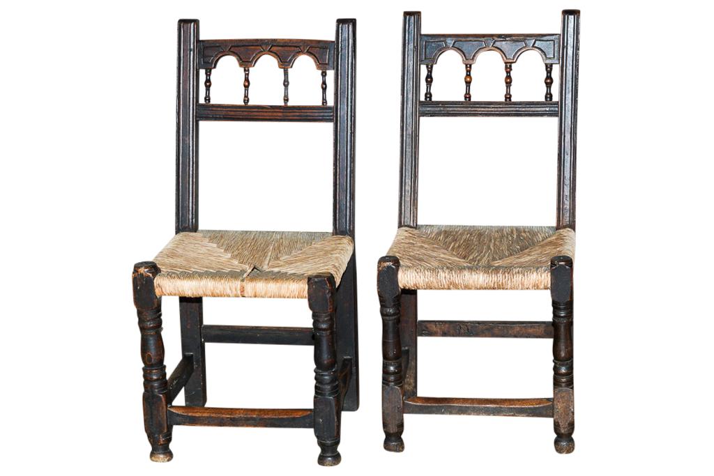 Pair Antique Oak Side Chairs (1 of 9)