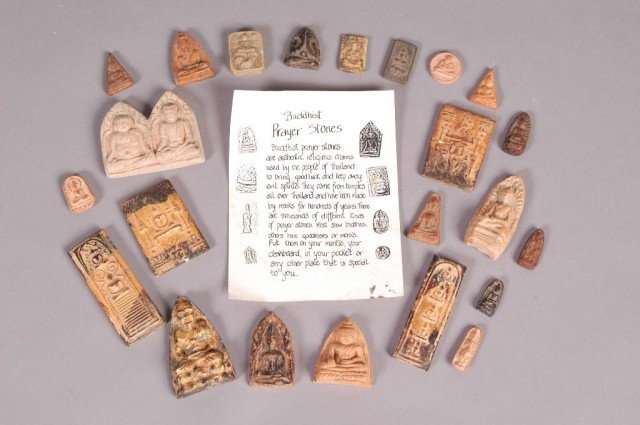 LOT OF BUDDHIST PRAYER STONES: