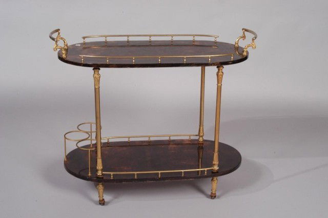 ALDO TURA BAR CART: 28.5"H X 16"D X 34"W