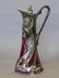 156: ART NOUVEAU CRANBERRY GLASS & SILVERPLATE PITCHER:
