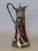 156: ART NOUVEAU CRANBERRY GLASS & SILVERPLATE PITCHER: - 2