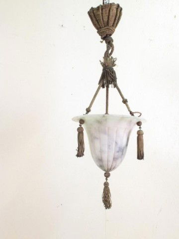 FRENCH ART DECO ALABASTER HANGING FIXTURE
