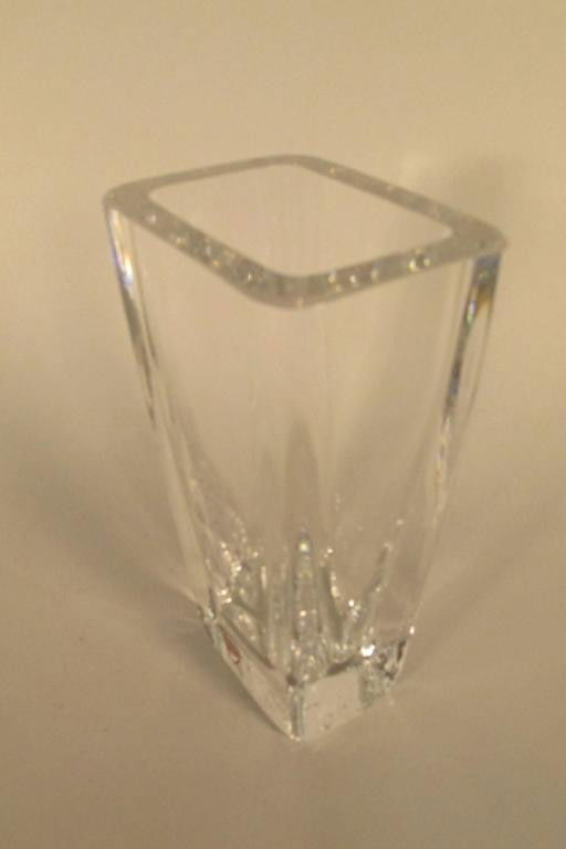 ORREFORS VASE: A tapering rectangular form vase. Signed "Orrefors" on underside. 7"H X 4"D X 3"W