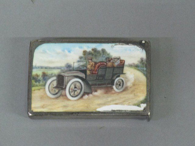 STERLING ENAMELED MATCH BOX:: STERLING ENAMELED MATCH BOX: