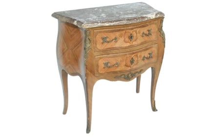 BHA373 Louis XV Style Bronze Mounted Dimuitive Marble Top Comode