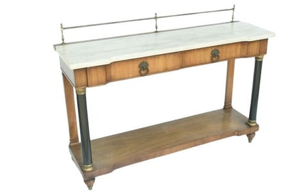 BHA974 John Widdicomb Empire Style Marble Top Console Table