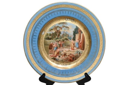 BHA631 Transfer Decorated Vintage Royal Vienna Odysseus and Kirke Plate SSigned Wildnet