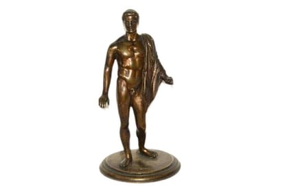 BHA540 Bronze Statue Standing Nude Male Golden Brown Patina