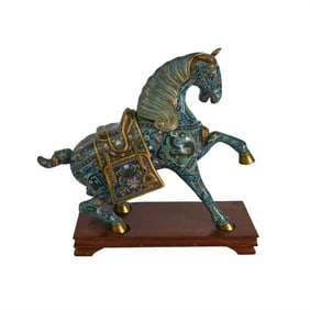 BHA507 Chinese Cloisonne Rearing Horse