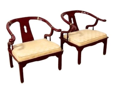 BHA19 Set of Two (2) James Mount Horseshoe Lounge Chairs