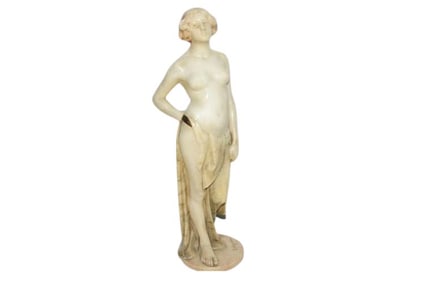 BHA519 Wagner Alabaster Statue of a Semi Nude Woman