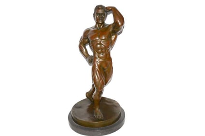 BHA542 Bronze Male Bodybuilder Sculpture by Jean Patou