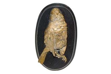 BHA556 Antique Dore Bronze Bird Sculpture on Marble Plinth