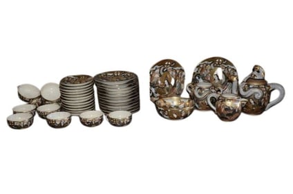 BHA570 Meiji Period Satsuma Tea Set (40) pieces