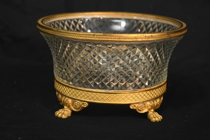 GXG219 French Gilt Dore Bronze and Crystal Empire Center Bowl
