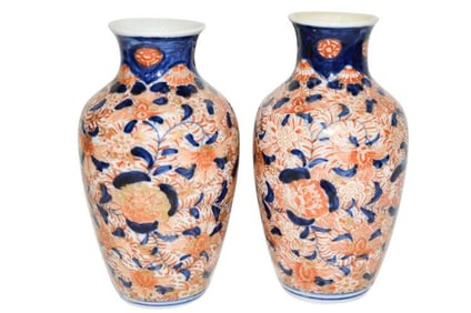 BHA592 Pair Japanese Imari Vases