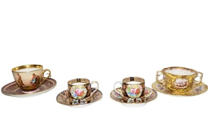 BHA612 Four (4) Rare Teacups and Saucers