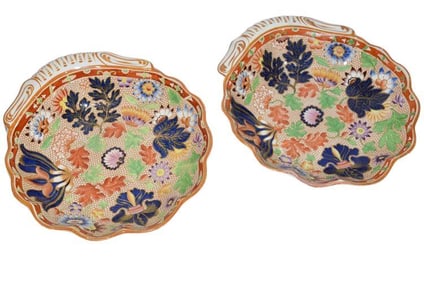 BHA619 Pair 19th Cent Spode. Imari Pattern Shell Form Plates