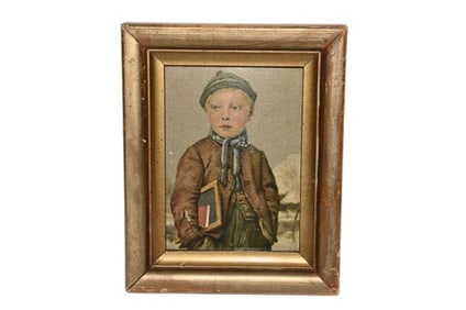 BHA517 Framed Vintage Textured Print Albert Anker School Boy Print