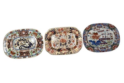 BHA531 Group of Three (3) Antique English Imari Diminutive  Platters