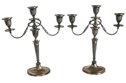 BHA655 Pair Silver-Plated Candelabra