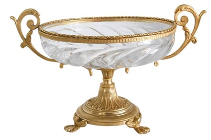 BHA751 Baccarat Style Bronze and Crystal Compote