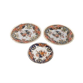 BHA791 Three (3) Imari Pattern Plates and Saucer