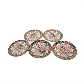 BHA793 Set of Five (5) Royal Crown Derby Imari Pattern Dinner Plates