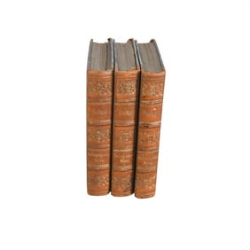 BHA808 Three (3) Leather Bound Volumes Thackerays Romaner Books