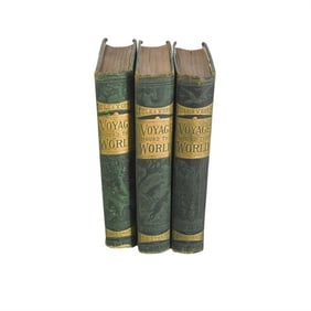BHA821 Three (3) Books of "A Voyage Round the World" by Jules Verne