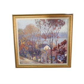 BHA833 C. Herman Framed Oil on Canvas Landscape (b. 1887- d. 1955)